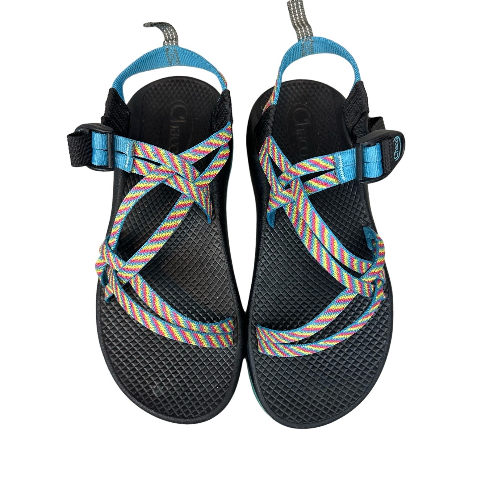 Chaco Z/1 Ecotread Kids Sandals Size 6 Black Multicolor Chevron Good Condition